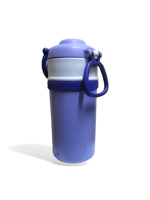 Purple - Temperature Control Stainless Steel Water Bottle - 550ml Cartoon Aesthetic Design with Push Button Sipper NOV8420.
