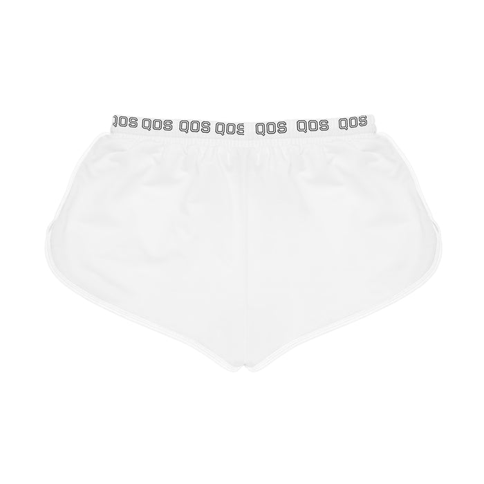 Queen of Spades Athletic Relaxed Shorts — White Lounge Shorts with Q Logo
