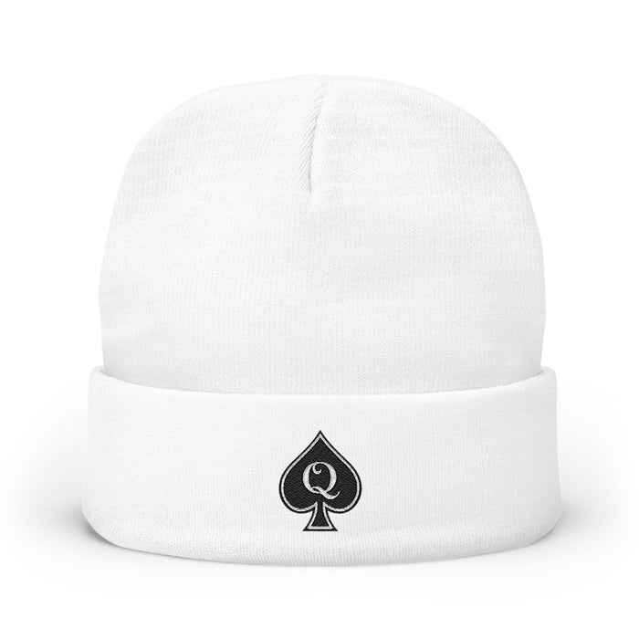 Queen of Spades Embroidered Knit Beanie