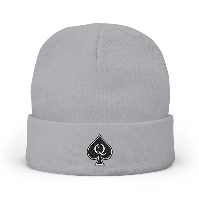 Queen of Spades Embroidered Knit Beanie
