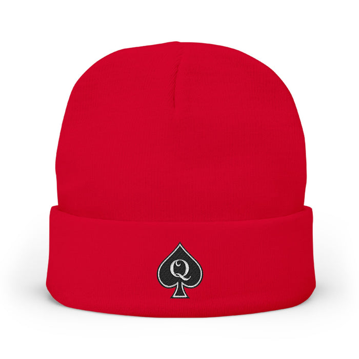 Queen of Spades Embroidered Knit Beanie