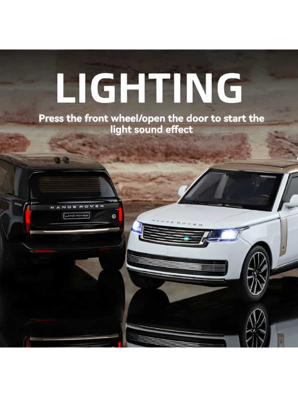 Range Rover Diecast Toy Car - Black 1:24 Scale Metal SUV with Sound & Light Effects LMI16846