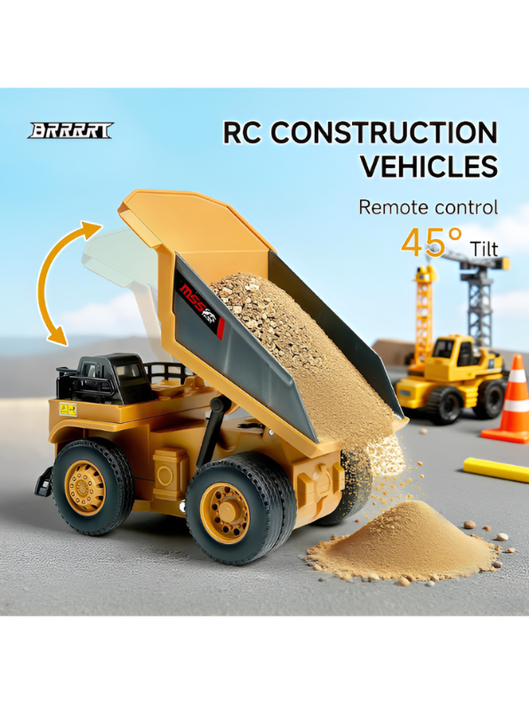 RC Dump Truck Toy with 2.4GHz Remote Control | 1:64 Scale Construction Vehicle Remote Control Truck MD535