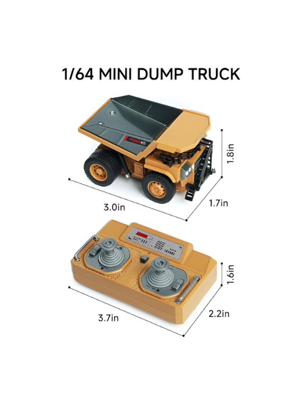 RC Dump Truck Toy with 2.4GHz Remote Control | 1:64 Scale Construction Vehicle Remote Control Truck MD535