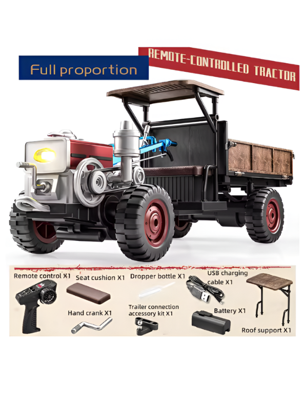 RC Farm Tractor with Detachable Trailer – Realistic Vintage Retro Agricultural Vehicle MD590.