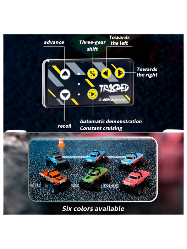 RC Monster Truck with Detachable Camper Caravan Trailer 1:64 Scale Orange with Acrylic Display Case MD571.