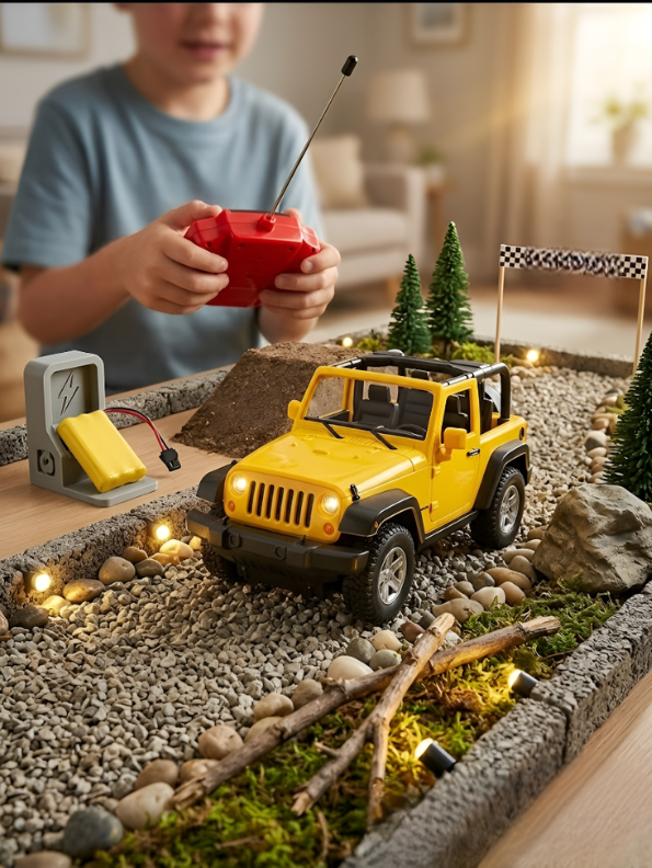 RC Off-Road SUV Model, 1:12 Scale Radio Controlled Car with Sound, Light, and Opening Doors TV636
