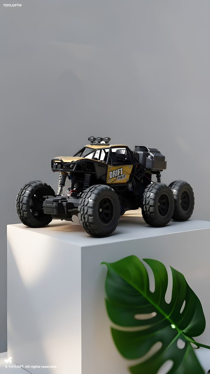 RC Rock Crawler Monster Truck 6-Wheel Drive 1:18 Scale Metallic Gold.