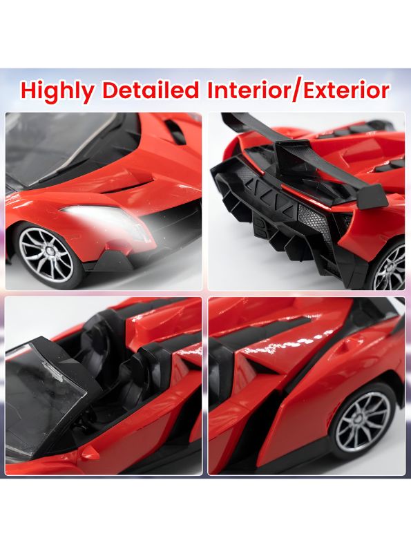 Red - Bugatti 62 – High-Speed Remote Control Stunt Racing Car for Kids - MD2091