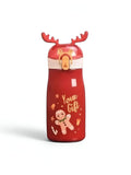 Red - Rudolph - Christmas Theme Kids Water Bottle 300ml | Cute Reindeer Design on Top | Leakproof & BPA-Free NOV3551.