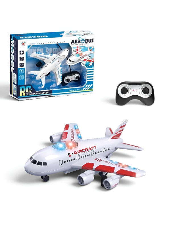 Red RC Aerobus Airplane Toy for Kids with Flashing LED Lights & Remote Control – Rechargeable Toy Jet Model TV4598
