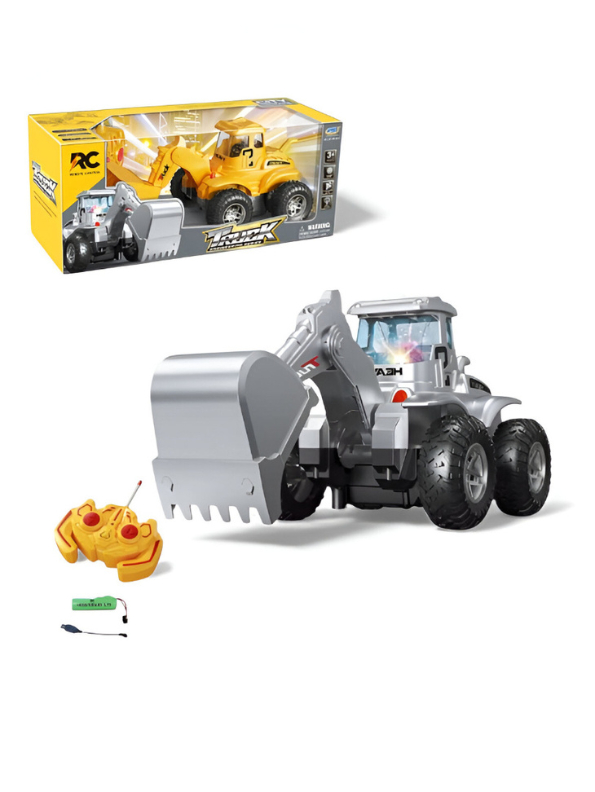 Remote Control Excavator Toy – Grey RC Construction Loader Truck for Kids NX15828.