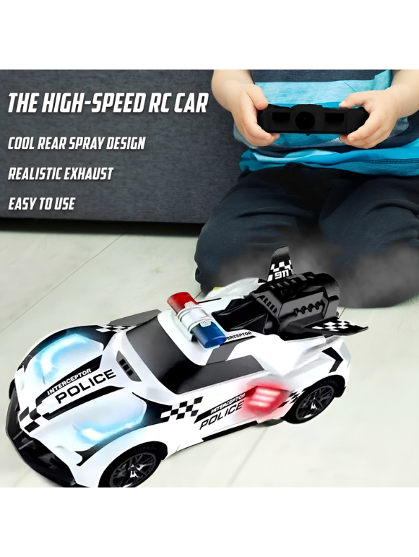 Remote Control Police Car - Rechargeable High-Speed RC Toy with Spray Effect TV7275