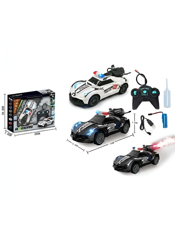 Remote Control Police Car - Rechargeable High-Speed RC Toy with Spray Effect TV7275