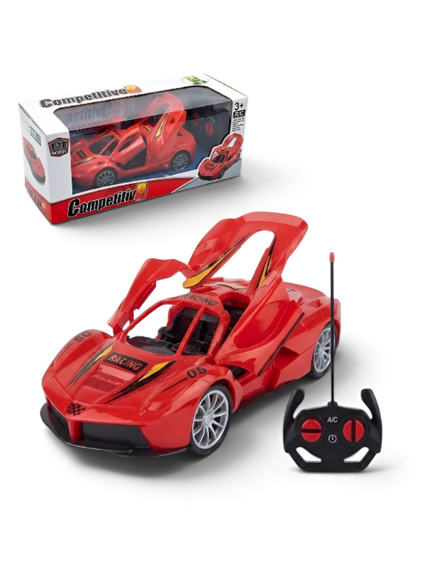 Remote Control Sports Car - Red 1:18 Scale Racing Toy with Working Triple Doors & Easy Controller TV6253