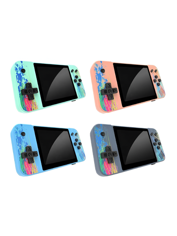 Retro Handheld Game Console – 3.5-Inch Portable Player with Classic Games, Splash Art Design, Rechargeable Blue LMI13030.