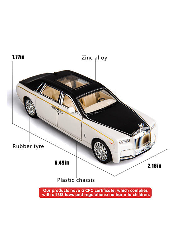 Rolls Royce Phantom Diecast Metal Modal Car Scale 1:32 - White Medium Size (L12-81) - Toyloft