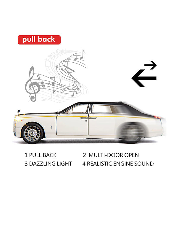 Rolls Royce Phantom Diecast Metal Modal Car Scale 1:32 - White Medium Size (L12-81) - Toyloft