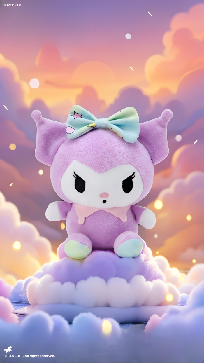 Sanrio Kuromi 7-Inch Purple Pastel Plush – Celestial Star Bow Edition Soft Toy for Kids and Collectors ST16626