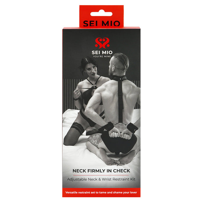Sei Mio restraint kit packaging with a man and woman on a bed.
