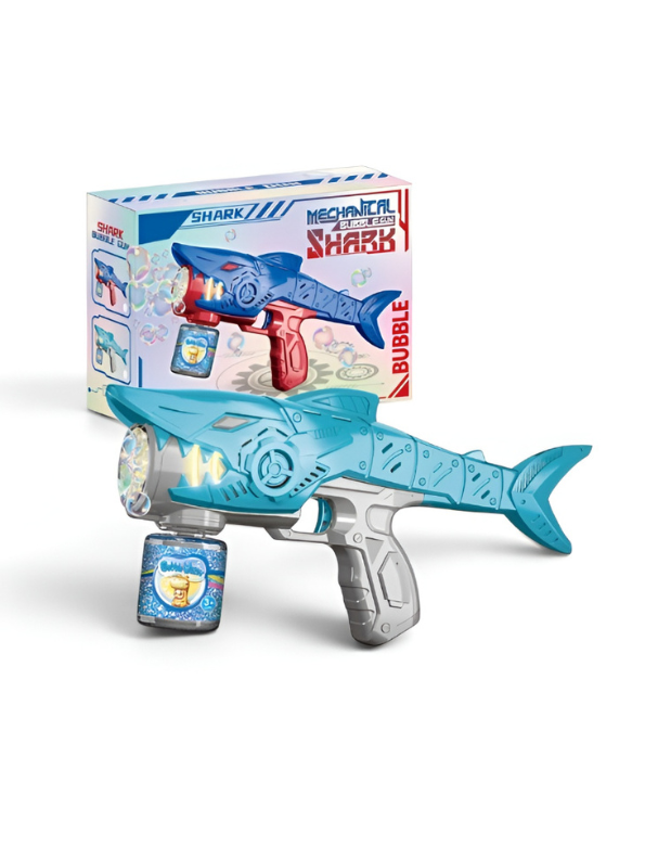 Shark Bubble Gun Blaster Toy – Bubble Blower Gun with Bubble Solution Bottle LMI16697.