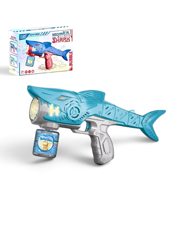 Shark Bubble Gun Blaster Toy – Bubble Blower Gun with Bubble Solution Bottle LMI16697.