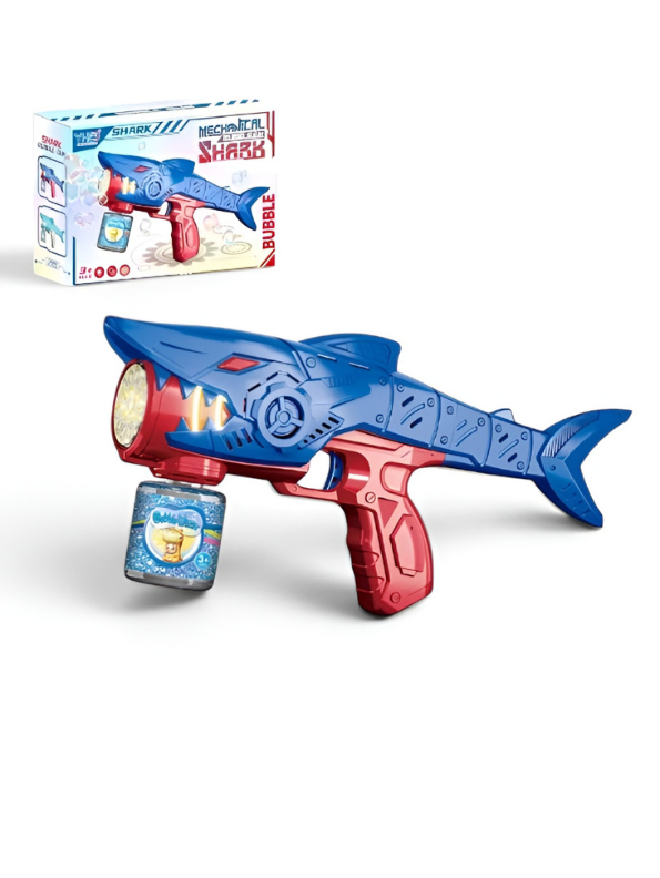 Shark Bubble Gun Blaster Toy – Bubble Blower Gun with Bubble Solution Bottle LMI16697.