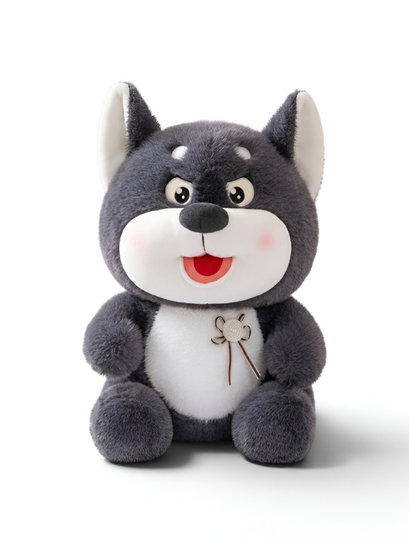 Shiba Inu Plush Toy - 8-Inch Premium Soft Charcoal Grey Stuffed Animal for Kids and Toddlers ST16673
