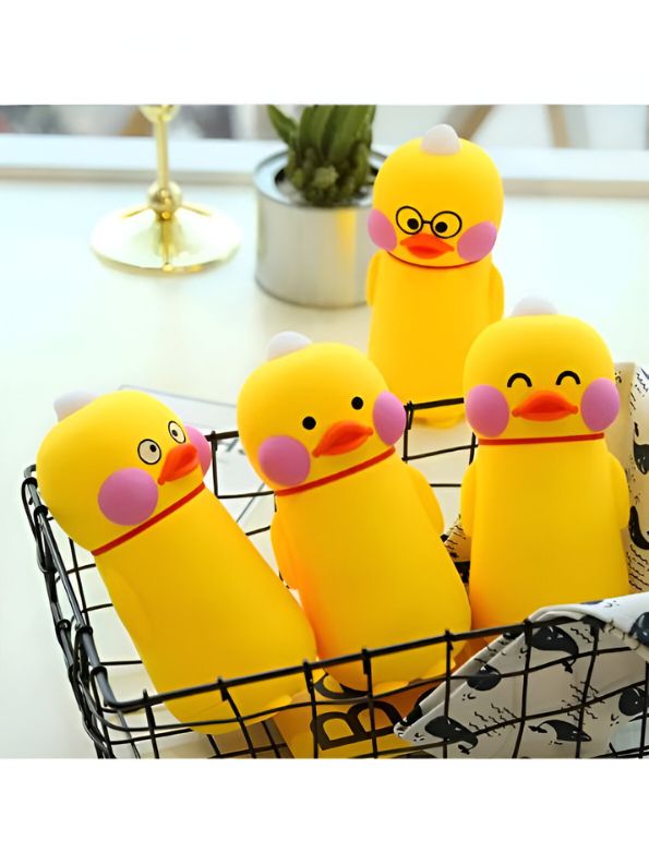 Shy Duck - QuackSip  – Adorable Duck Glass Water Bottle for Kids | Cute & Eco-Friendly Leakproof Bottle - NS557