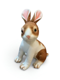 Sitting Rabbit Plush Toy - 12cm Realistic Brown and White Stuffed Bunny Animal ST10133.