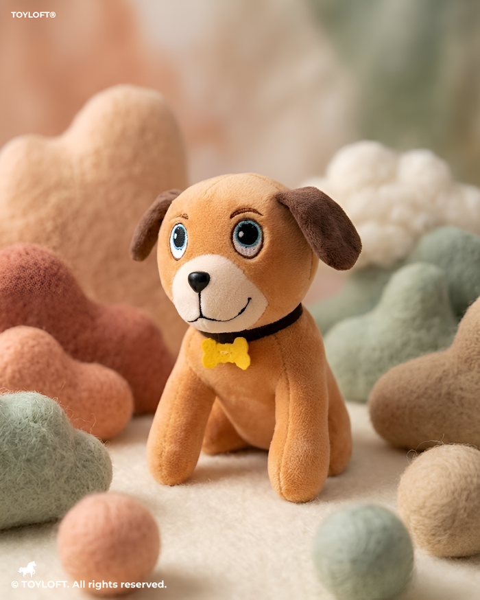 Small Dog Plush Toy 7-Inch – Stuffed Puppy with Bone Collar for Kids & Collectors ST11574