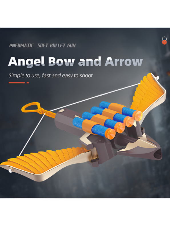 Soft Bullet Angel Bow Gun Toy with 10-Piece Target Set – Safe Foam Dart Blaster Bow & Arrow Game for Kids LMI16844