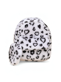 Soft Faux Fur Leopard Print Mini Backpack - Trendy Animal Print Fashion Bag for kids white NOVGBT-50097.