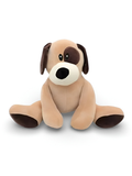 Soft Plush Puppy Dog Stuffed Animal with Eye Patch – Cute Sitting Brown & Tan Toy ST8993.