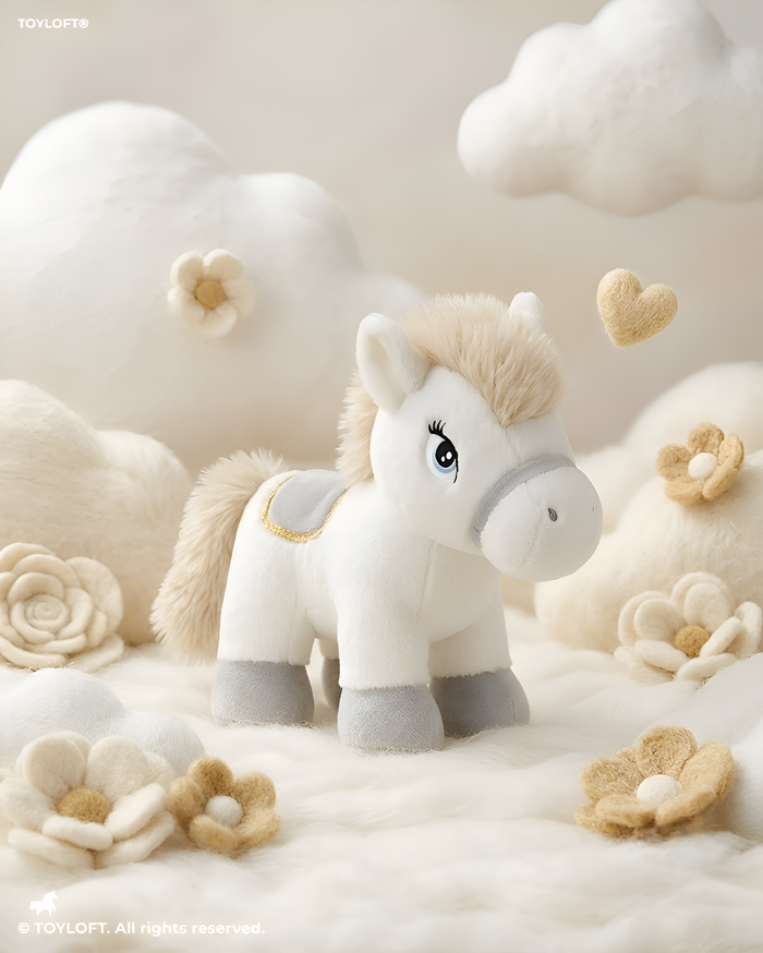 Soft Plush White Horse Stuffed Animal – 10-Inch Collectible Pony Toy for Children, High-Quality Cuddly Gift ST16766