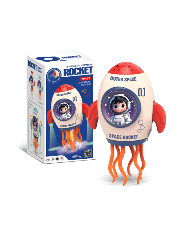 Space Rocket Toy – Bump and Go Interactive Sky Projector & Mist Spray Red LMI16726.