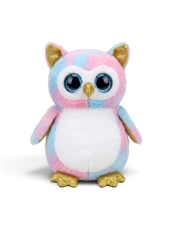 Sparkle-Eyed Pastel Owl Stuffed Animal – 8-Inch Tie-Dye Plush Toy for Kids and Collectors ST16399