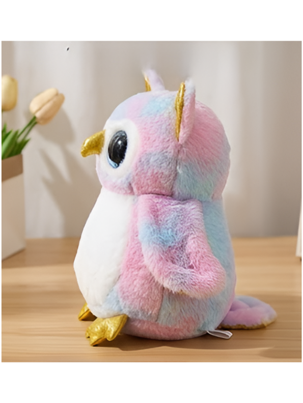 Sparkle-Eyed Pastel Owl Stuffed Animal – 8-Inch Tie-Dye Plush Toy for Kids and Collectors ST16399