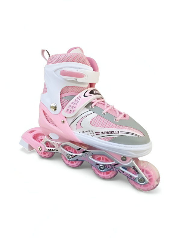 Sparkle Pink Inline Roller Skates - Extendable Kids' Skates for Girls - White/Grey Accents LMI10750