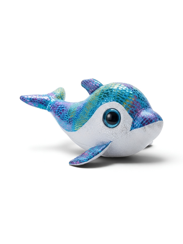 Sparkle Scales 7-Inch Blue Dolphin Plush Toy – Shimmering Sequined Stuffed Animal for Kids and Toddlers ST16034