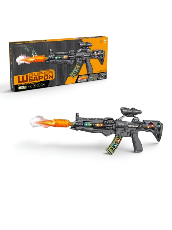 Super  Electronic Toy Gun for Kids with Spray Smoke & LED Lights MD317.