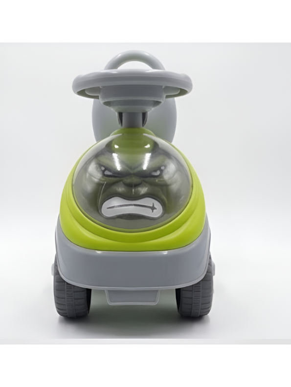 Superhero Ride-On Push Car with Music, Steering Wheel & Backrest Support Handle (Grey & Green) LMI8649