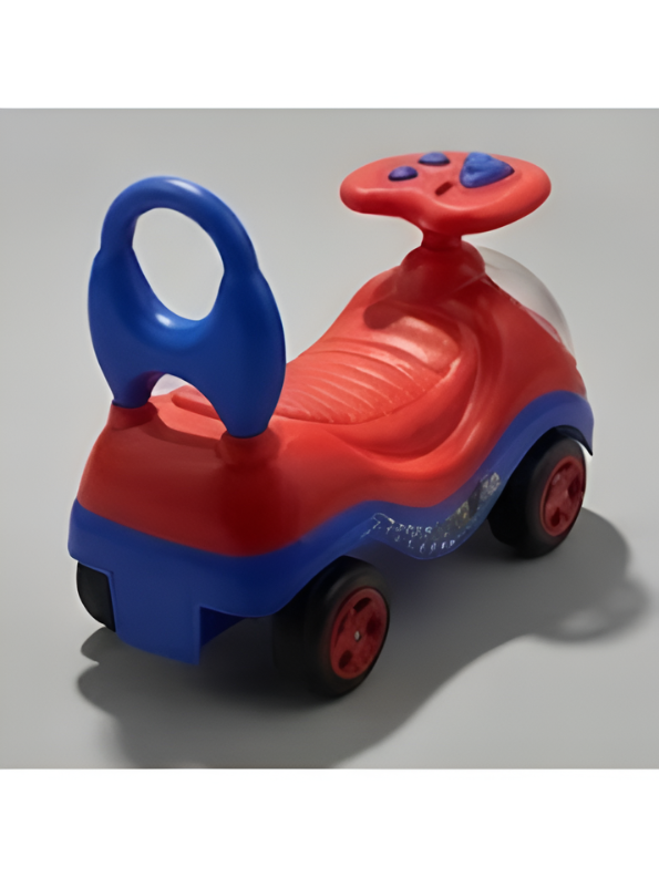 Superhero Ride-On Push Car with Music, Steering Wheel & Backrest Support Handle (Red & Blue) LMI8649
