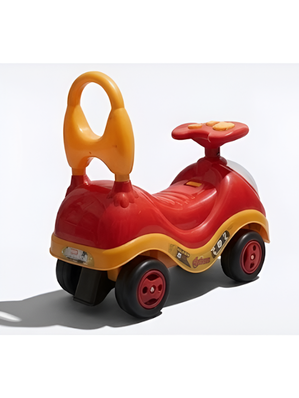 Superhero Ride-On Push Car with Music, Steering Wheel & Backrest Support Handle (Red & Yellow) LMI8649