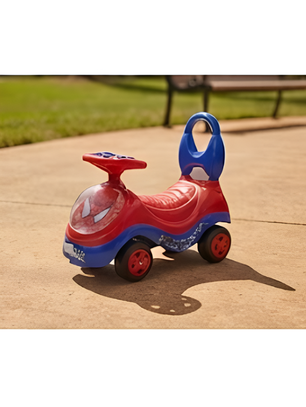Superhero Ride-On Push Car with Music, Steering Wheel & Backrest Support Handle (Red & Blue) LMI8649