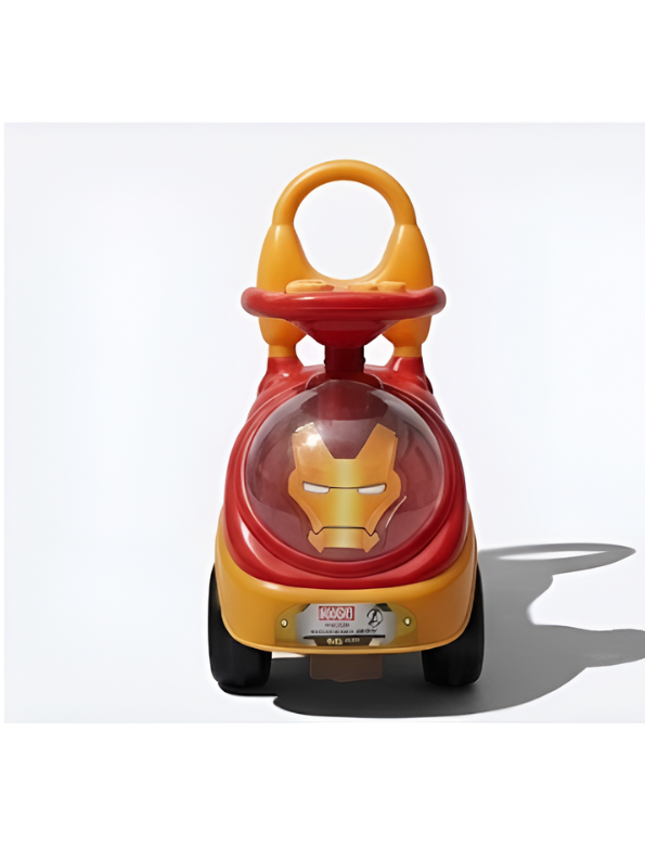 Superhero Ride-On Push Car with Music, Steering Wheel & Backrest Support Handle (Red & Yellow) LMI8649
