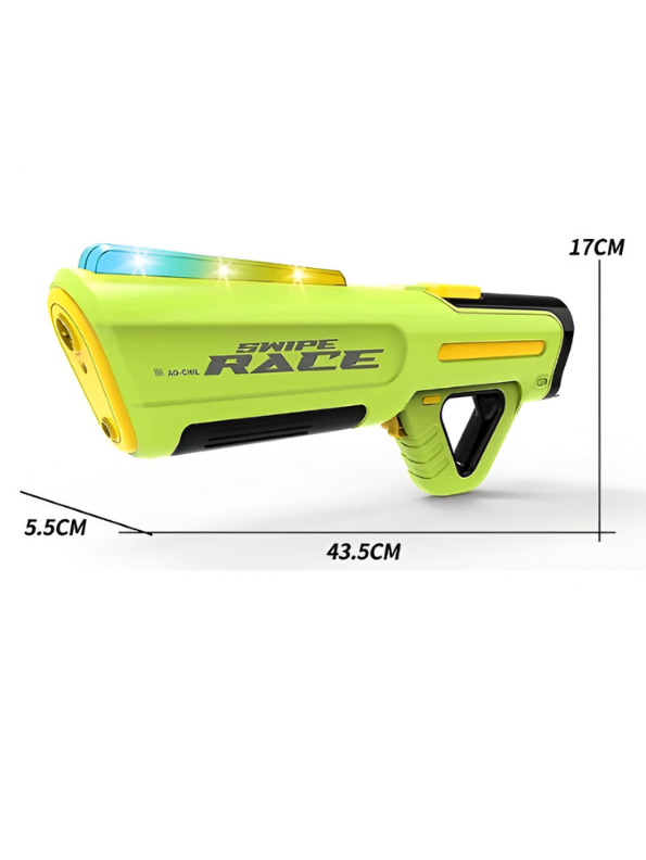 Swipe Race Automatic Squirt Gun – 43.5cm Long Range Water Blaster with External Bottle for Kids & Adults LMI16084.