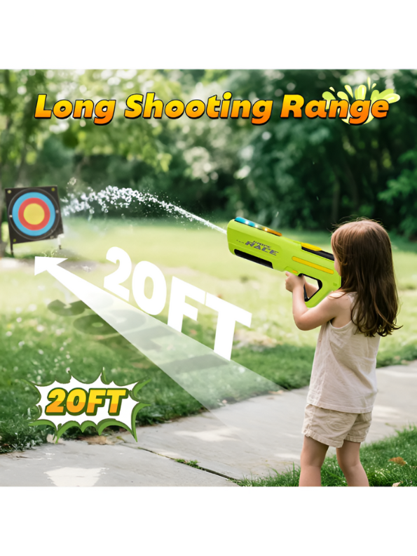 Swipe Race Automatic Squirt Gun – 43.5cm Long Range Water Blaster with External Bottle for Kids & Adults White LMI16084.