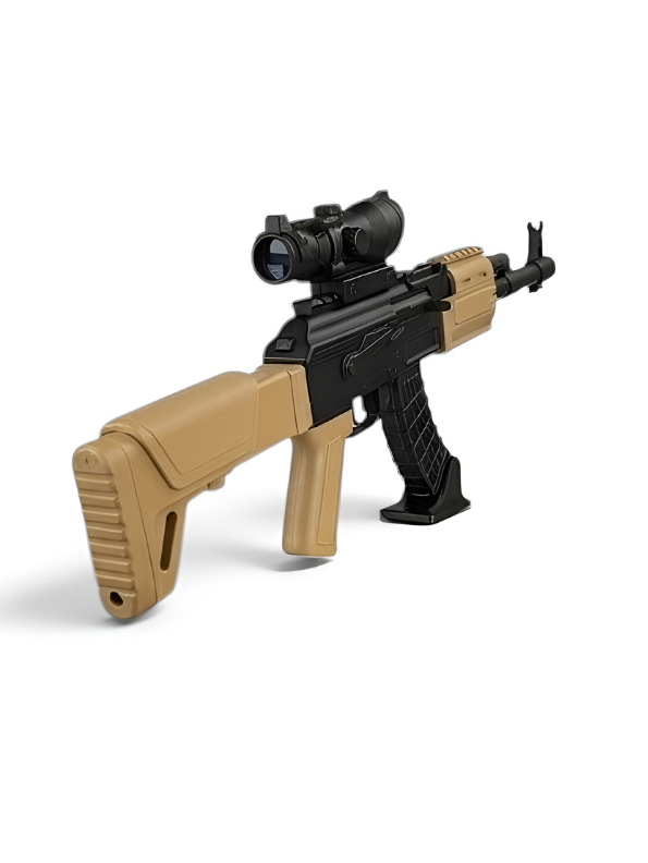 Tactical AK Assault Rifle Toy Gun (50cm) with Scope & Realistic Wood Texture Finish TV5698