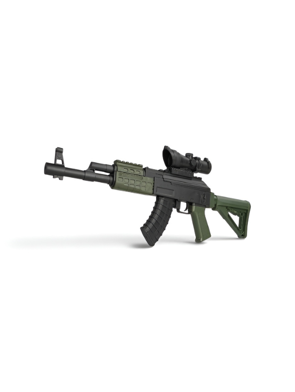 Tactical AK Assault Rifle Toy Gun (50cm) with Scope & Realistic Wood Texture Finish TV5698